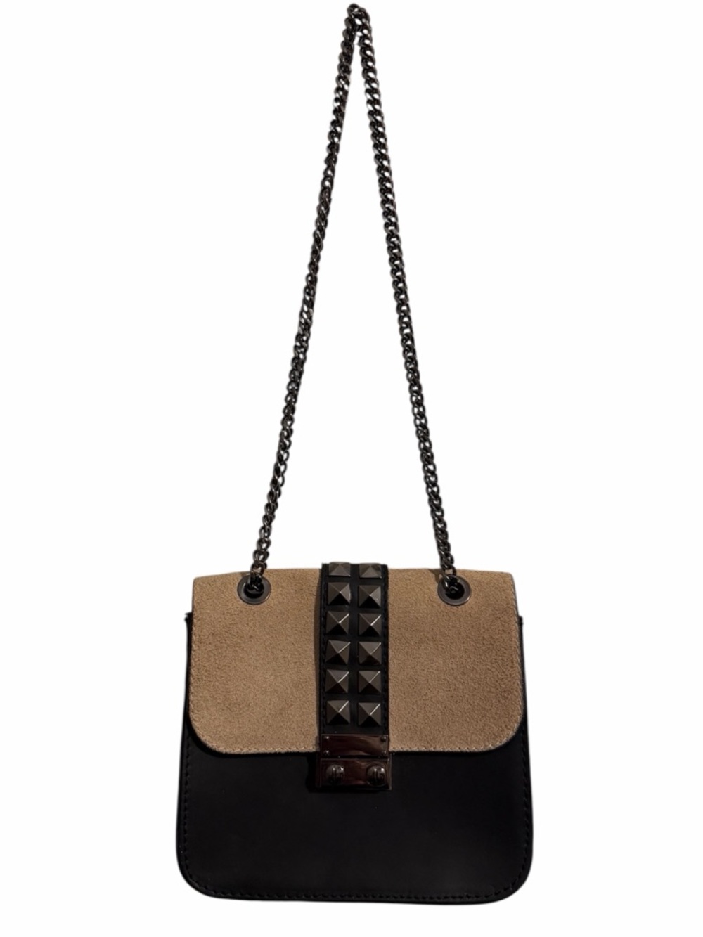 Italian Leather Purse Studded Crossbody & Shoulder Bag Chain Strap Made in Italy